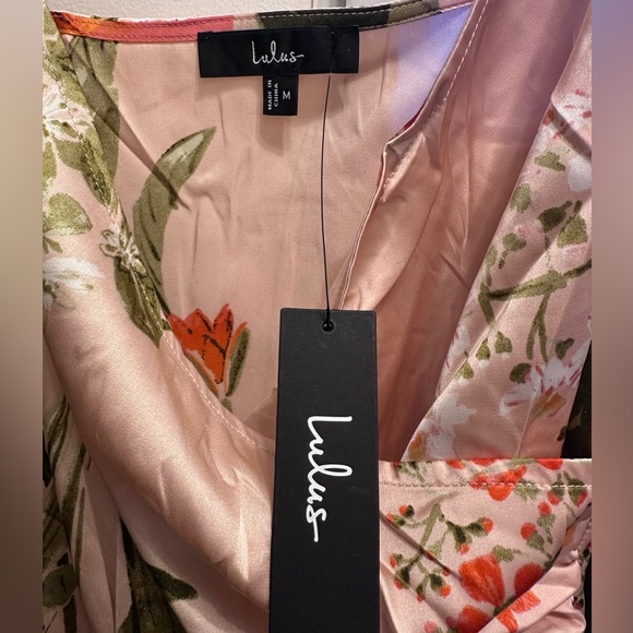 Lulu’s Remarkable Entrance Pink Floral Print Satin Midi Dress - Picture 4 of 7